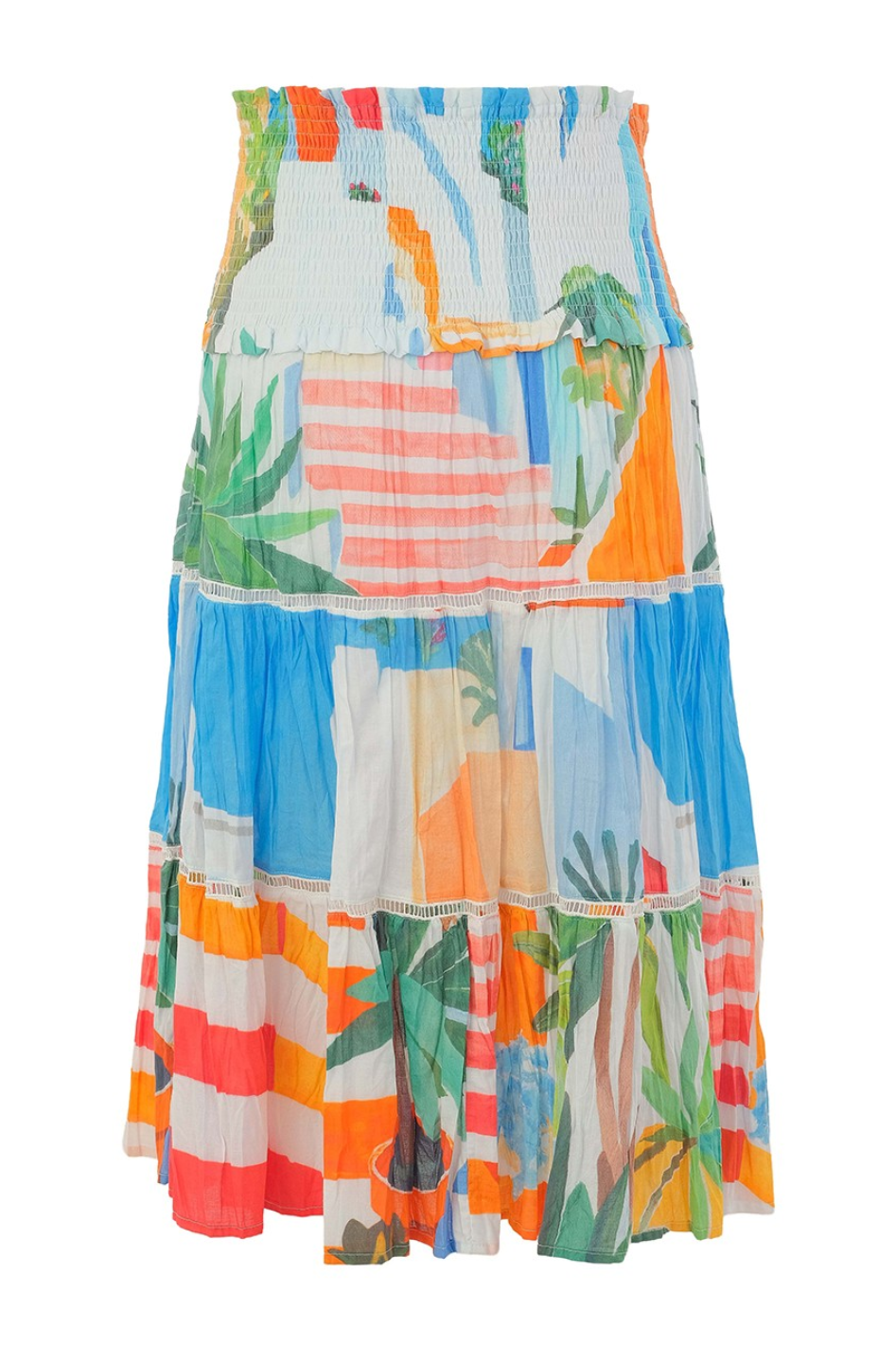 Dolcezza 'Pots on the Stairs' Crinkle Skirt 
