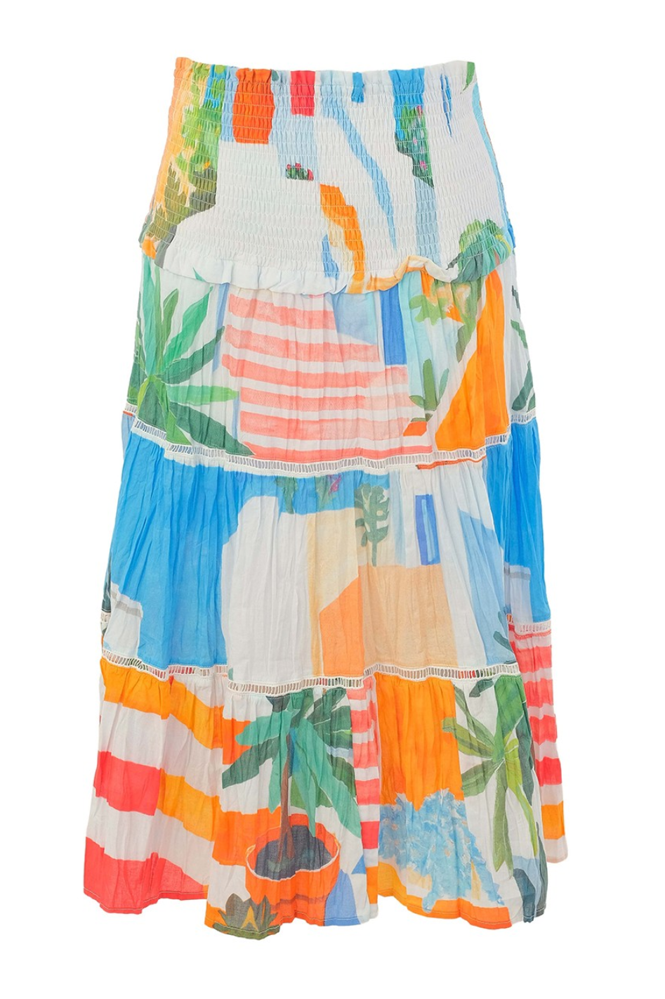 Dolcezza 'Pots on the Stairs' Crinkle Skirt 