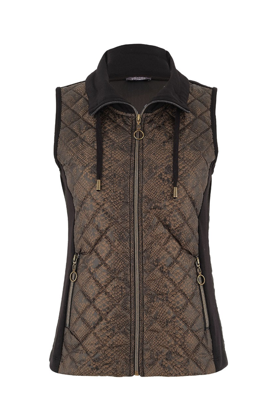 Dolcezza Quilted Snake-Print Spliced Vest 