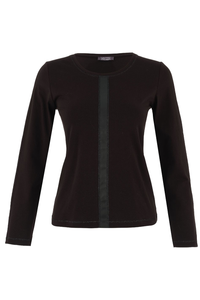 Dolcezza Top with Faux Leather Trim | Black | 75151