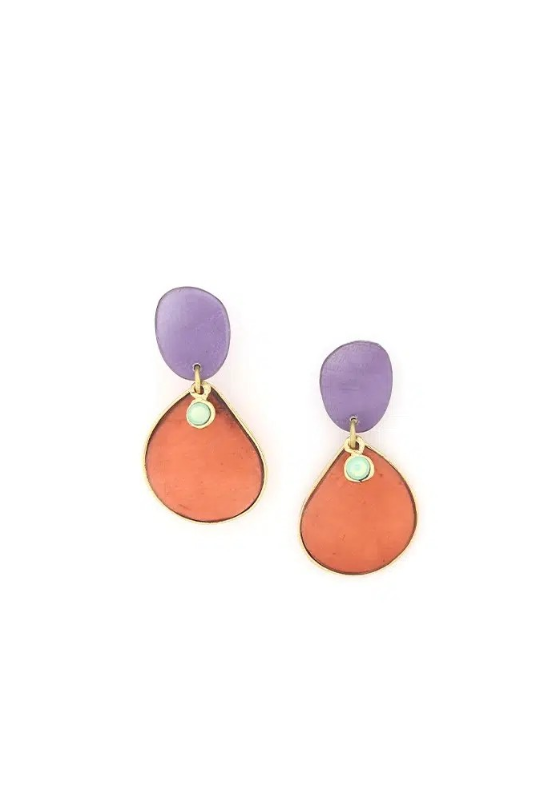 Franck Herval Bi Color Post Earrings Violet/Orange | Aurore Collection