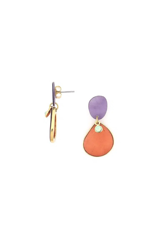 Franck Herval Bi Color Post Earrings Violet/Orange | Aurore Collection