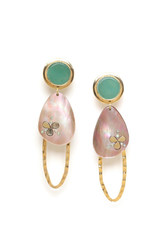 Franck Herval Colombine Round Top Clip Earrings