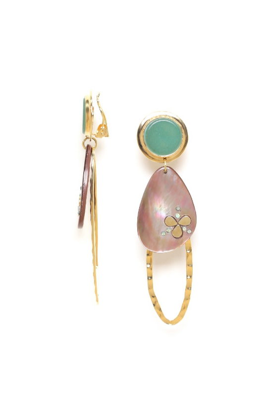 Franck Herval Colombine Round Top Clip Earrings