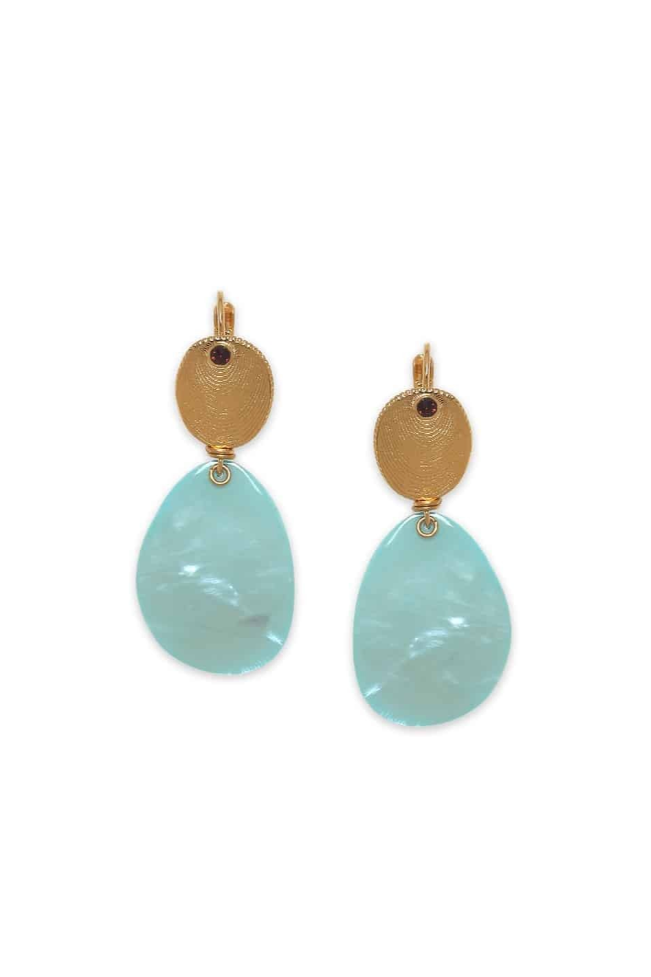 Franck Herval Laly Oval French Hooks with Blue Pendant