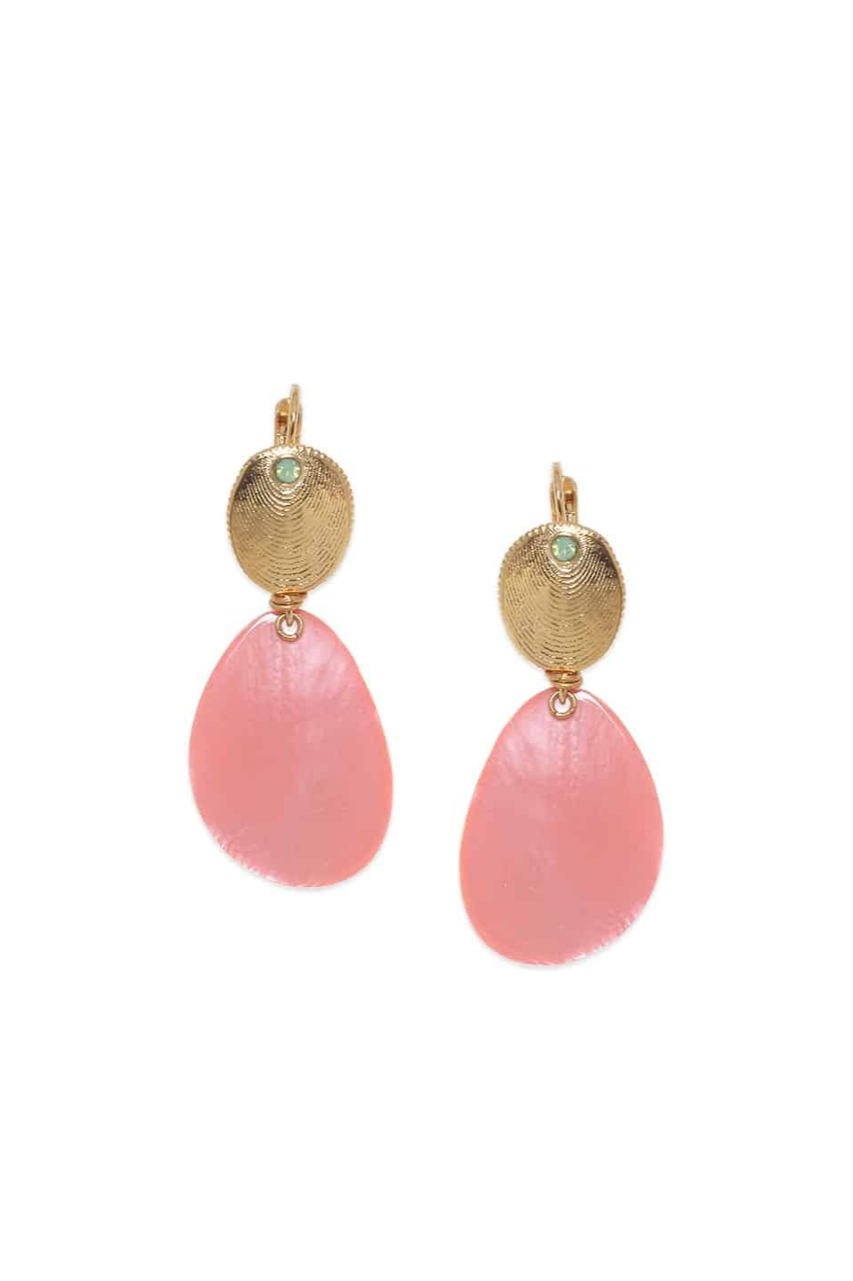 Franck Herval Laly Oval French Hooks with Pink Pendant