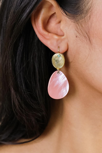 Franck Herval Laly Oval French Hooks with Pink Pendant