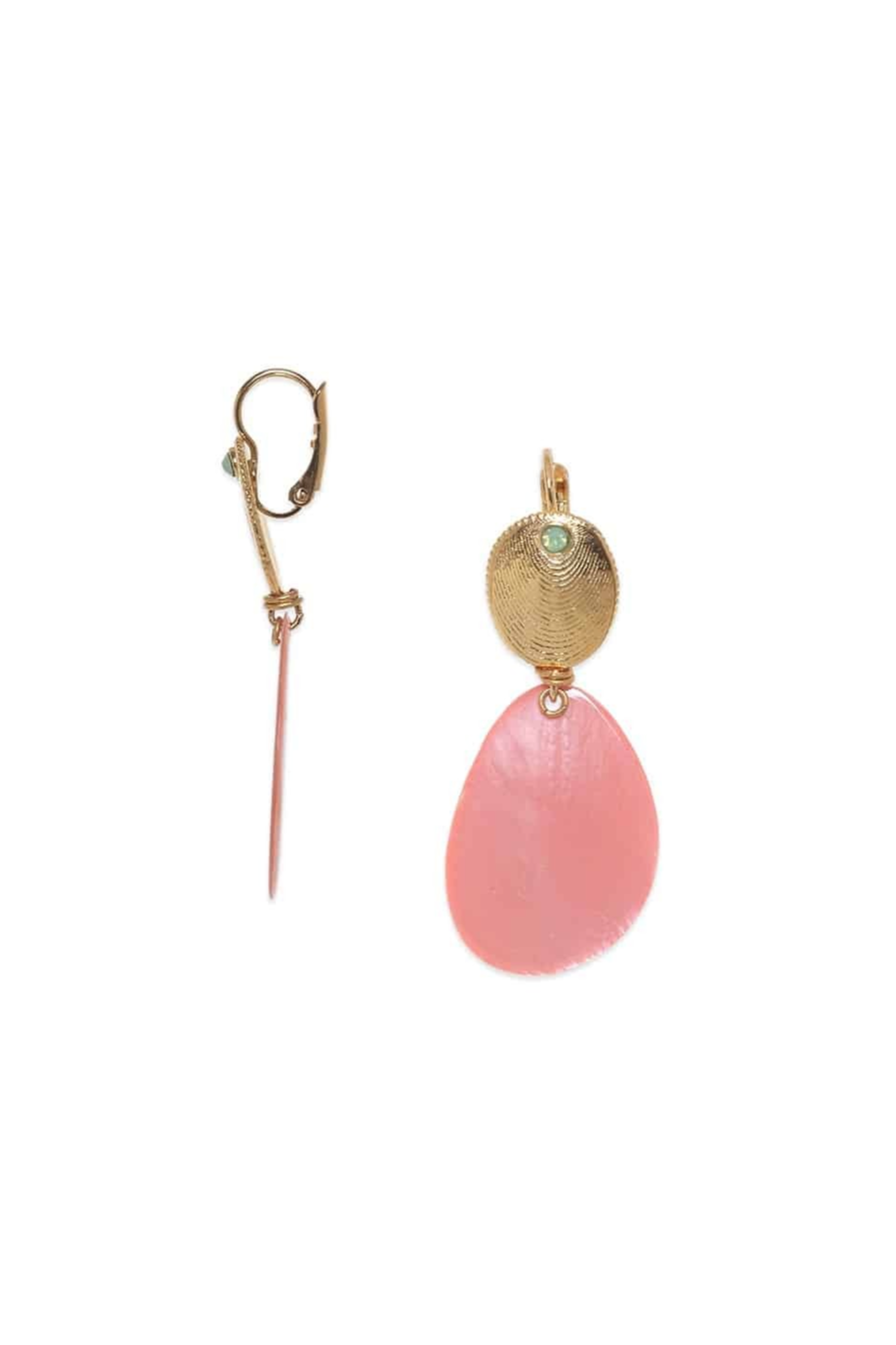 Franck Herval Laly Oval French Hooks with Pink Pendant