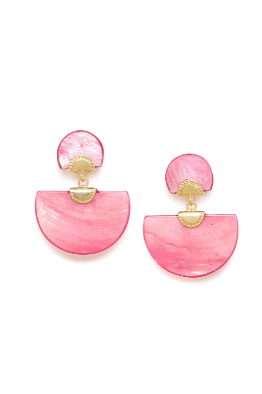 Franck Herval Lena Laminated Capiz Clip Earrings
