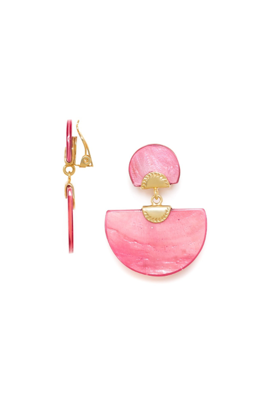 Franck Herval Lena Laminated Capiz Clip Earrings