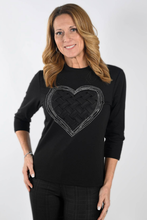 Load image into Gallery viewer, Frank Lyman Black Knit Top with Heart Design
