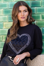 Load image into Gallery viewer, Frank Lyman Black Knit Top with Heart Design
