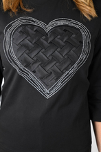 Load image into Gallery viewer, Frank Lyman Black Knit Top with Heart Design
