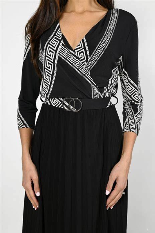 Frank Lyman Black and Beige Knit Dress