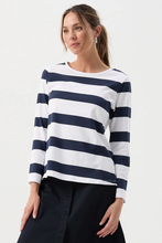 Load image into Gallery viewer, Goondiwindi Cotton A-Line Long Sleeve Tee | White/Parisian
