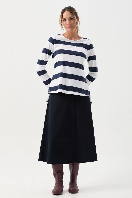 Goondiwindi Cotton A-Line Long Sleeve Tee | White/Parisian