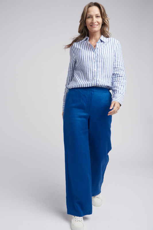 Goondiwindi Cotton Linen Classic Pant | Opal Blue