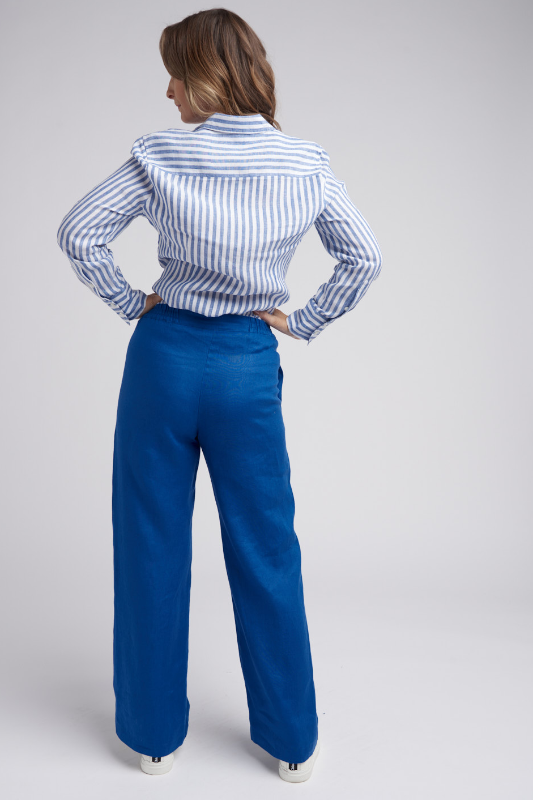Goondiwindi Cotton Linen Classic Pant | Opal Blue