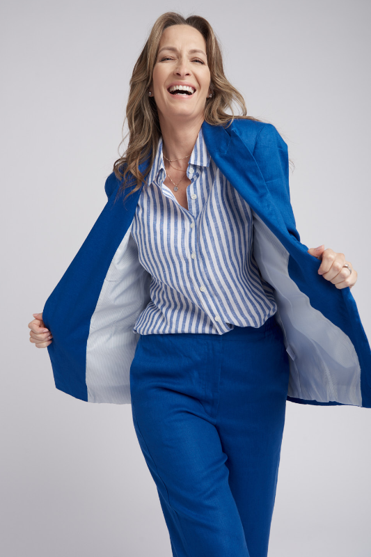 Goondiwindi Cotton Linen Classic Pant | Opal Blue
