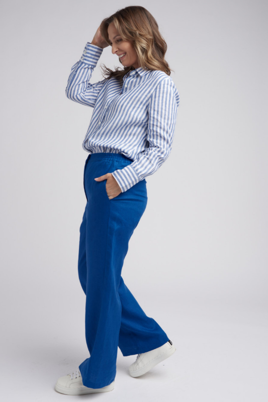 Goondiwindi Cotton Linen Classic Pant | Opal Blue