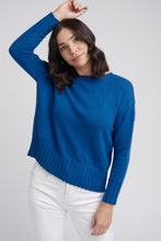 Load image into Gallery viewer, Goondiwindi Cotton Rib Hem Jumper in Paradisico Blue
