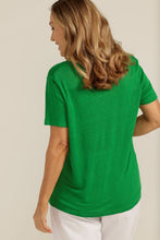 Load image into Gallery viewer, Goondiwindi Cotton Linen Crew Neck Tee in Green Back Image
