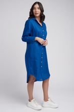 Load image into Gallery viewer, Goondiwindi Cotton Shirtmaker Linen Dress | Opal Blue
