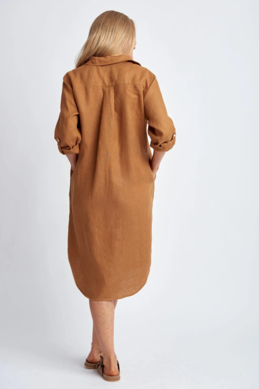 Goondiwindi Cotton Shirt Maker Linen Dress | Bronze