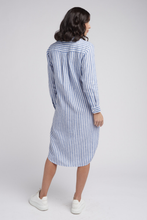 Load image into Gallery viewer, Goondiwindi Cotton Shirtmaker Stripe Dress in Opal Blue and White Stripe
