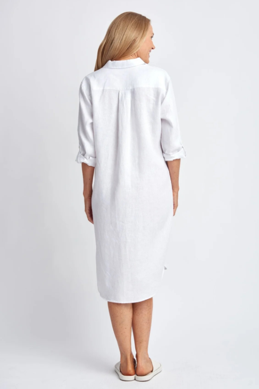 Goondiwindi Cotton Shirt Maker Linen Dress | White