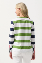 Load image into Gallery viewer, Goondiwindi Cotton Long Sleeved Tee with Button Sleeve | White/Leaf Green
