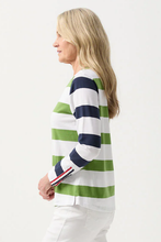 Load image into Gallery viewer, Goondiwindi Cotton Long Sleeved Tee with Button Sleeve | White/Leaf Green

