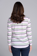 Load image into Gallery viewer, Goondiwindi Cotton Multi Stripe Tee | White/Leaf Green
