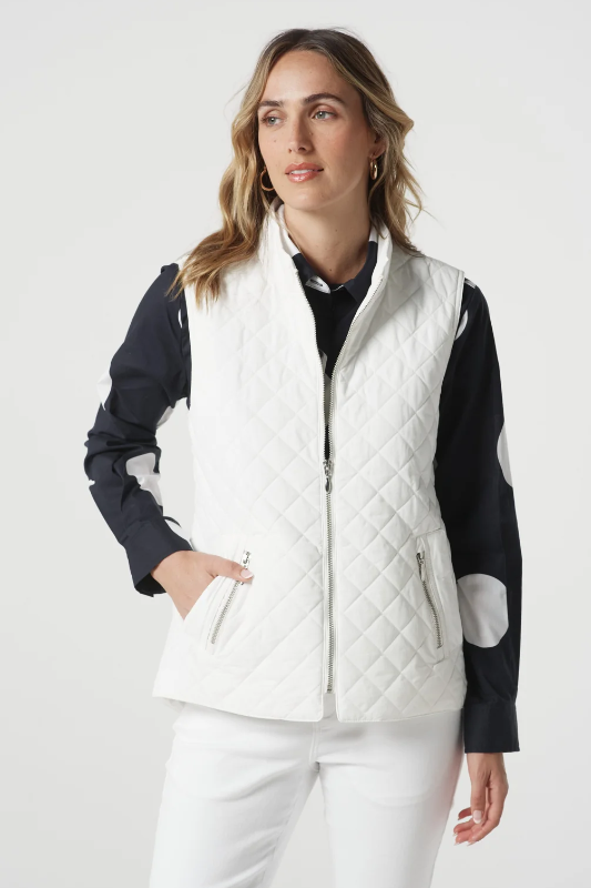 Goondiwindi Cotton Longline Quilted Vest | White