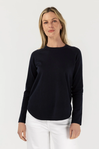 Goondiwindi Cotton Raglan Crew Neck Jumper | Neat Navy