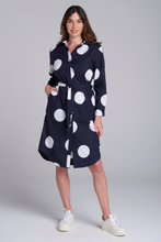 Load image into Gallery viewer, Goondiwindi Cotton Spot Shirtmaker Dress | Navy/White Spot
