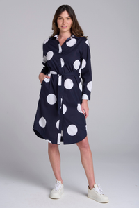 Goondiwindi Cotton Spot Shirtmaker Dress | Navy/White Spot