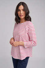 Load image into Gallery viewer, Goondiwindi Cotton Stripe Raglan Tee in Pink and White
