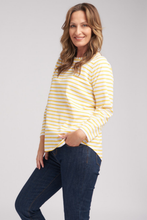 Load image into Gallery viewer, Goondiwindi Cotton Stripe Raglan Tee in Yellow and White
