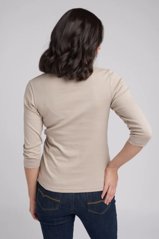 Goondiwindi Cotton V Neck Rib 3/4 Sleeve Tee