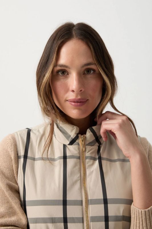 Goondiwindi Cotton Check Longline Vest | Beige Check