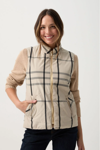 Goondiwindi Cotton Check Longline Vest | Beige Check