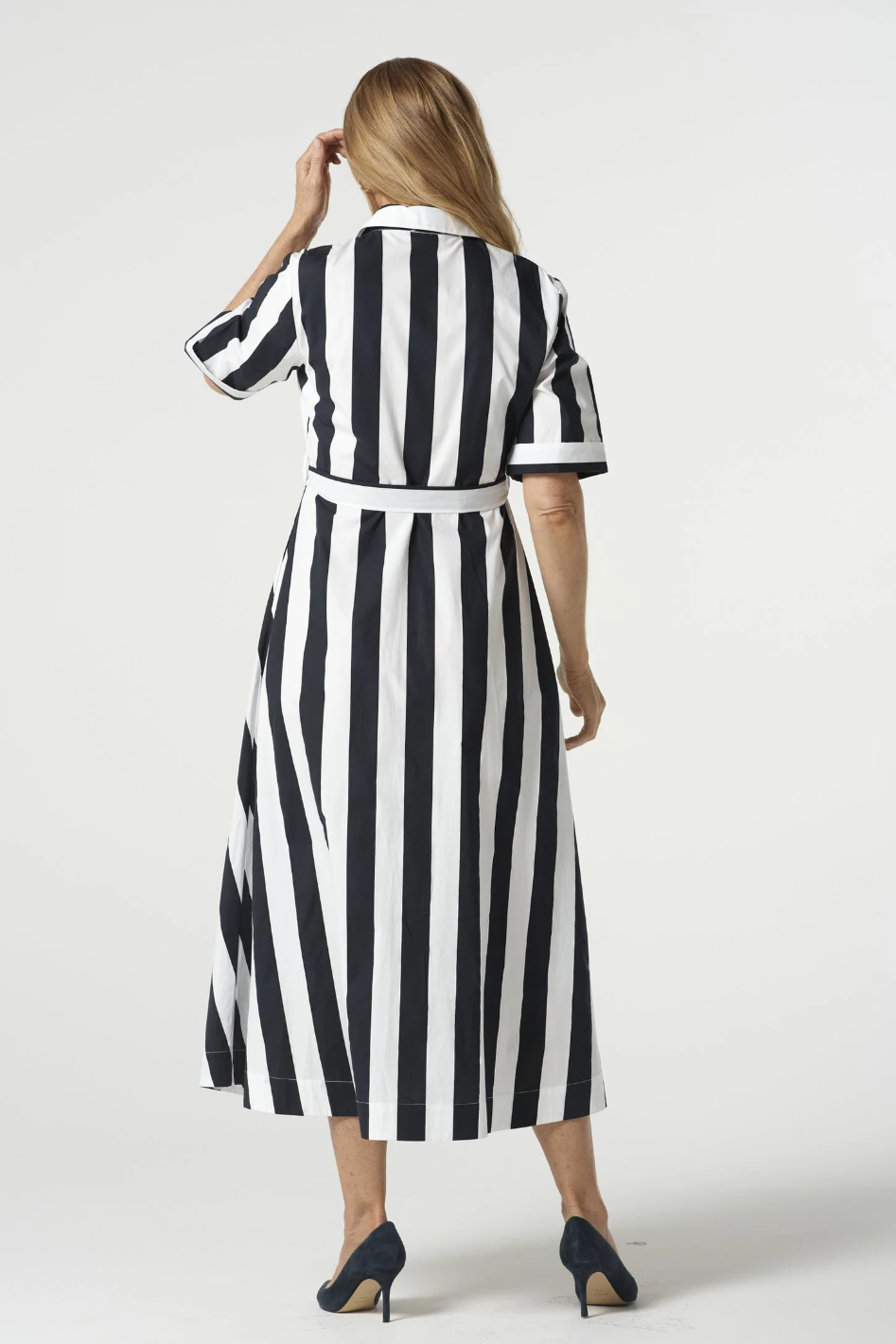 Goondiwindi Cotton Classic Bias-Cut Cotton Dress in Hayman Stripe