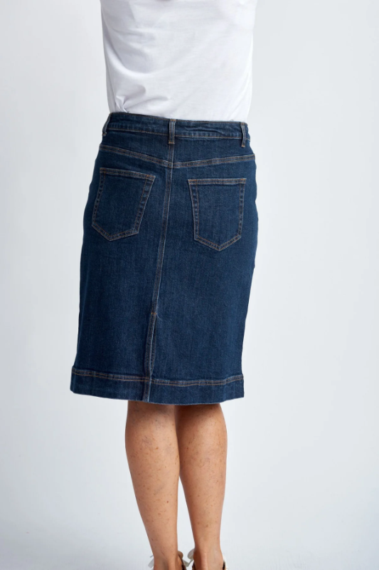 Goondiwindi Cotton Denim Knee Length Skirt | Indigo