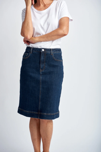 Goondiwindi Cotton Denim Knee Length Skirt | Indigo