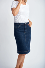 Load image into Gallery viewer, Goondiwindi Cotton Denim Knee Length Skirt | Indigo
