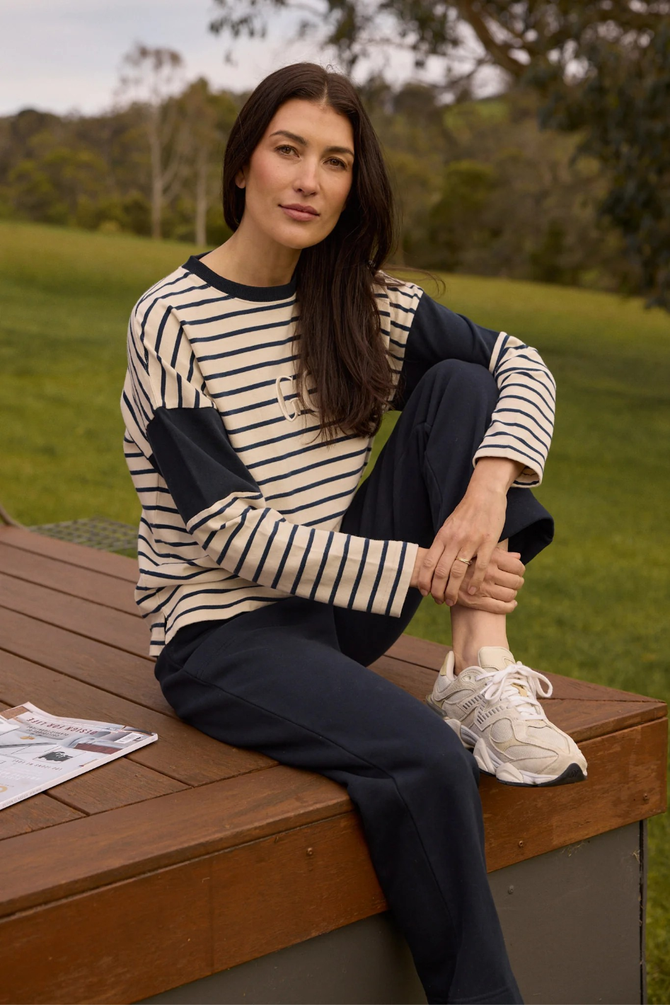 Goondiwindi Cotton GC Logo Stripe Cotton Sweater 