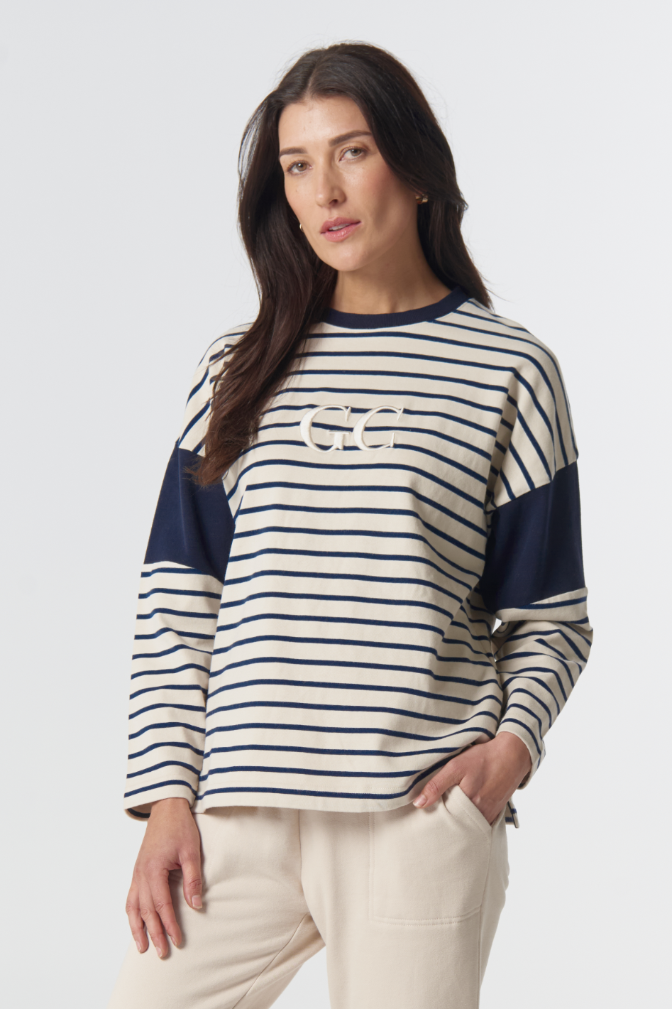 Goondiwindi Cotton GC Logo Stripe Cotton Sweater 