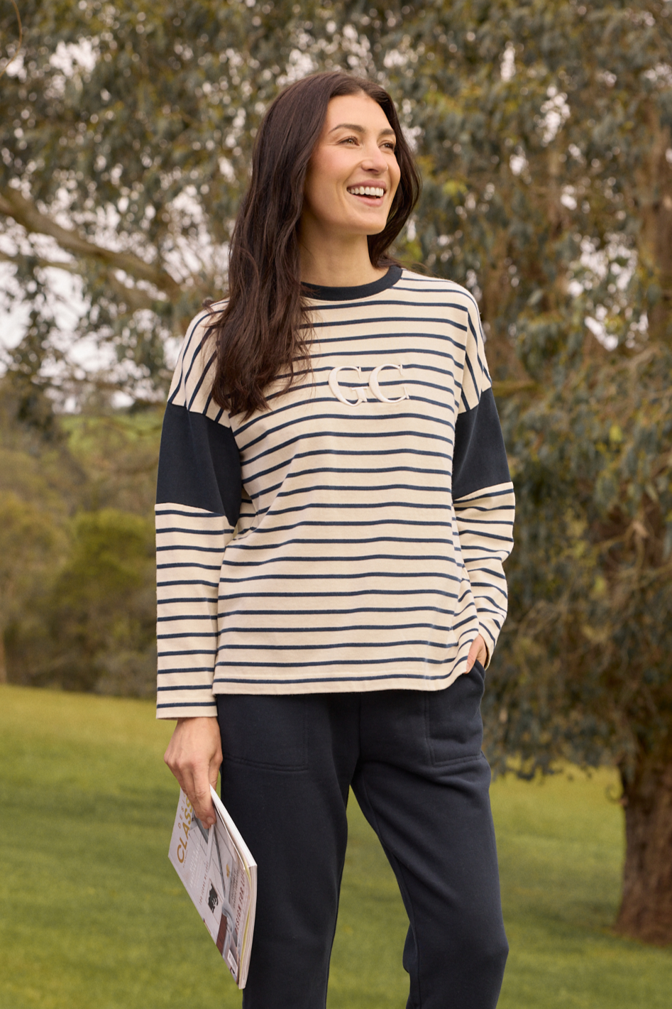 Goondiwindi Cotton GC Logo Stripe Cotton Sweater 