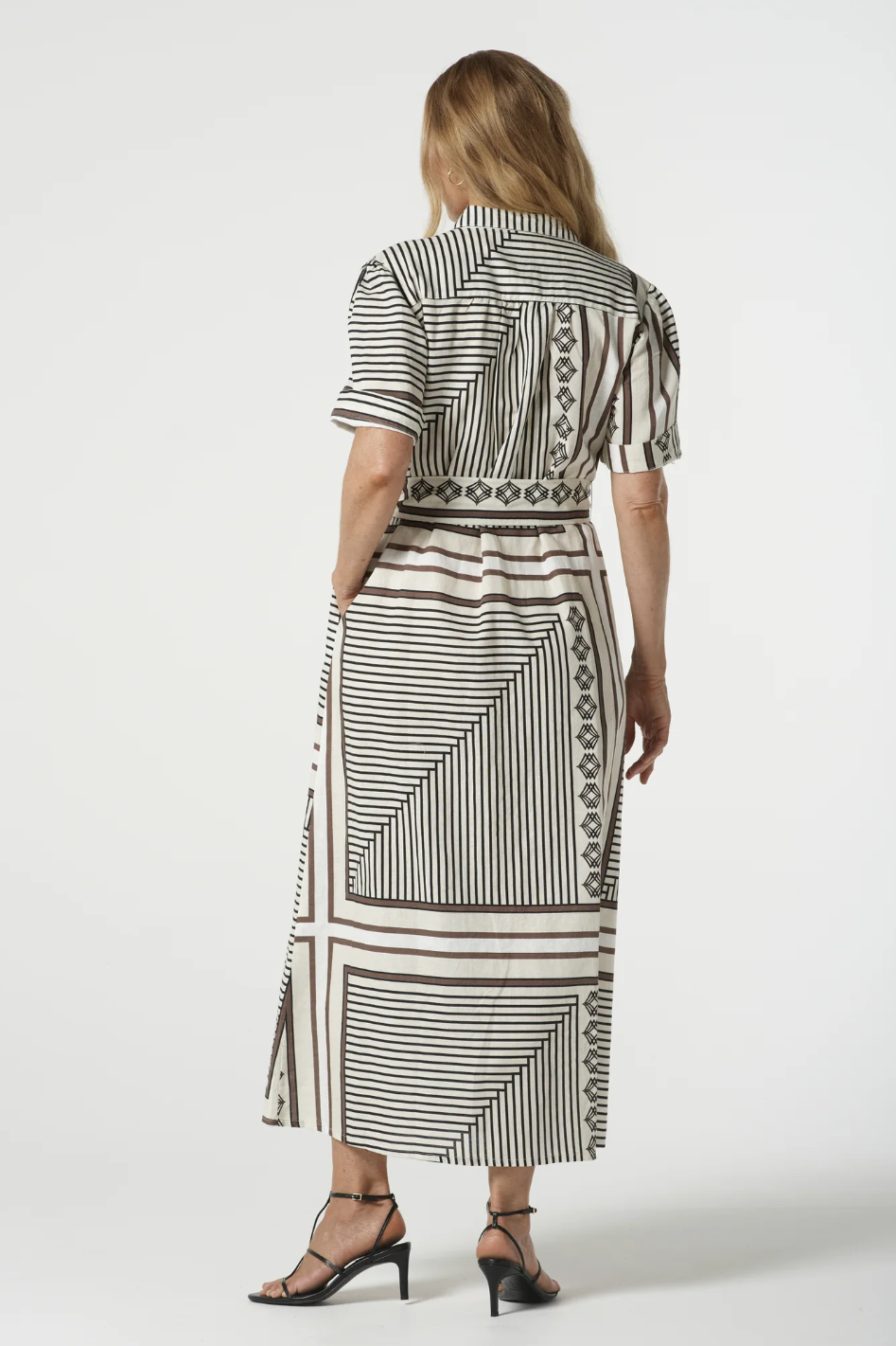 Goondiwindi Cotton Maxi Square Print Shirt Dress | Large Square | 6288-221